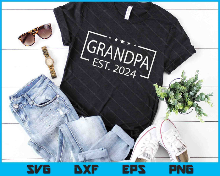 Grandpa Est. 2024 Promoted To Grandpa 2024 SVG PNG Digital Printable Files