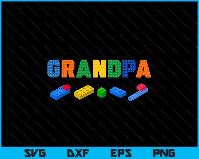 Grandpa Master Builder Building Bricks Blocks Family SVG PNG Digital Cutting Files