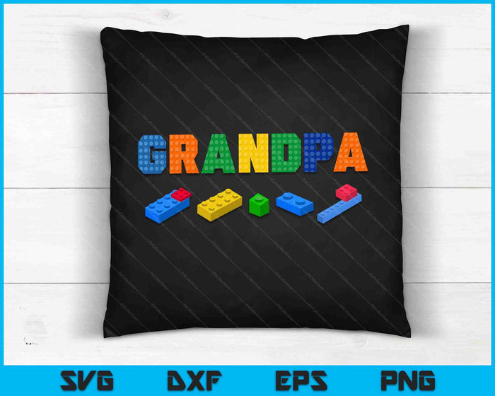 Grandpa Master Builder Building Bricks Blocks Family SVG PNG Digital Cutting Files