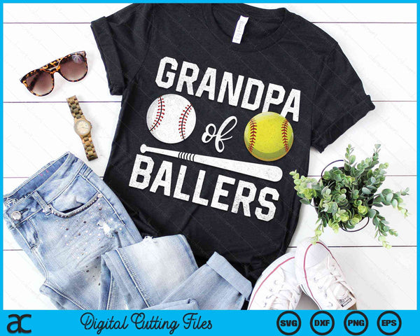 Grandpa Of Ballers Funny Baseball Softball Fathers Day SVG PNG Digital Cutting Files