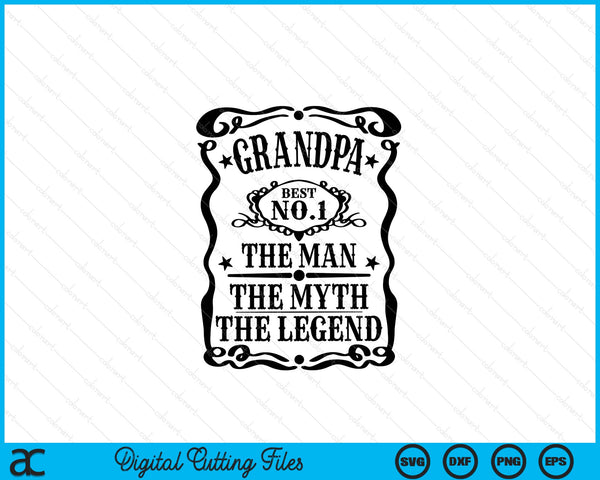 Grandpa The Man The Myth The Legend Retro Gift for Dad Father's Day SVG PNG Digital Cutting Files