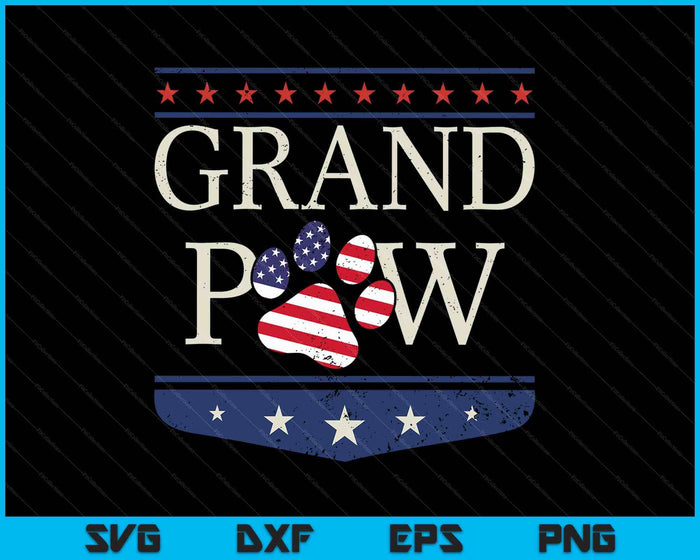 Grandpaw  Dog Grandpa Father's Day Grandkids Patriotic SVG PNG Digital Printable Files