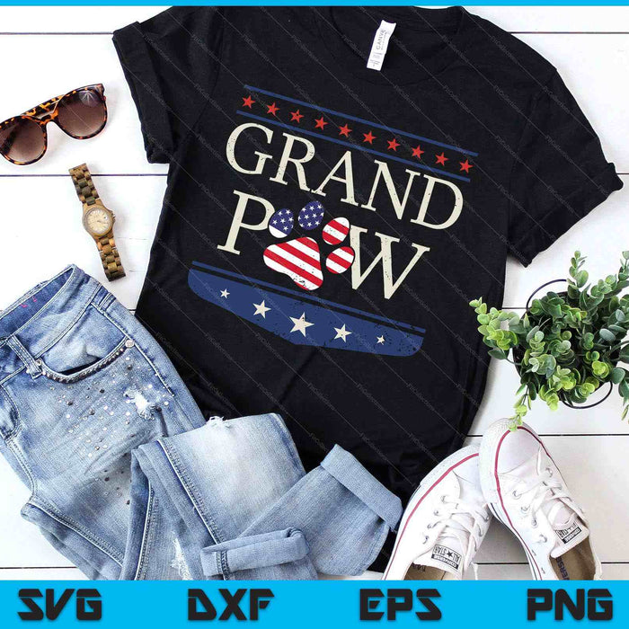 Grandpaw  Dog Grandpa Father's Day Grandkids Patriotic SVG PNG Digital Printable Files