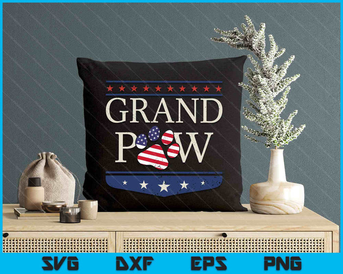 Grandpaw  Dog Grandpa Father's Day Grandkids Patriotic SVG PNG Digital Printable Files