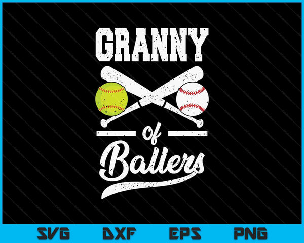 Granny of ballers baseball and softball player for granny SVG PNG cut file for Cricut