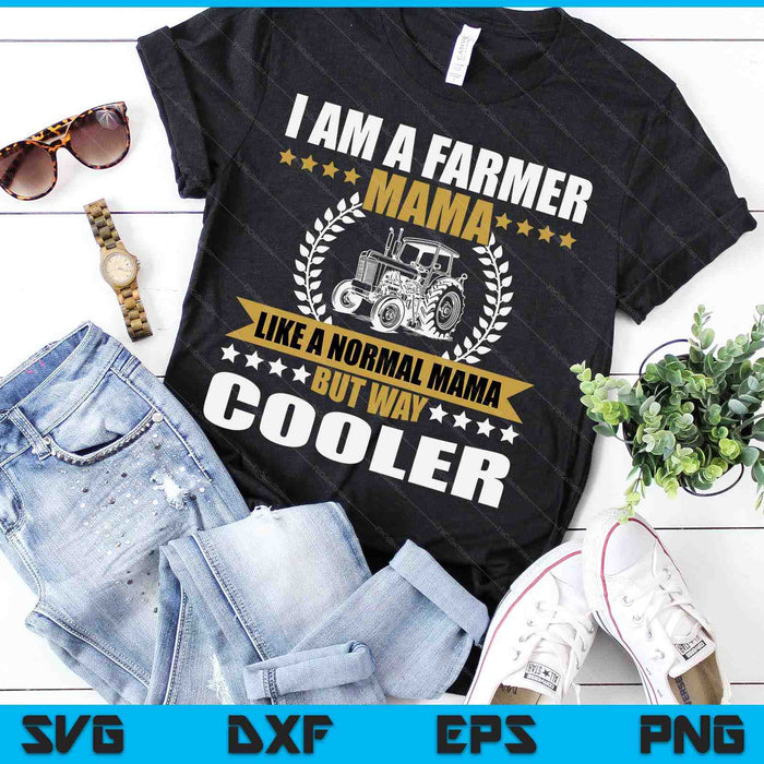 Grote boer Mama cadeau tractor boerderij Mama akkerbouw SVG PNG digitale snijbestanden