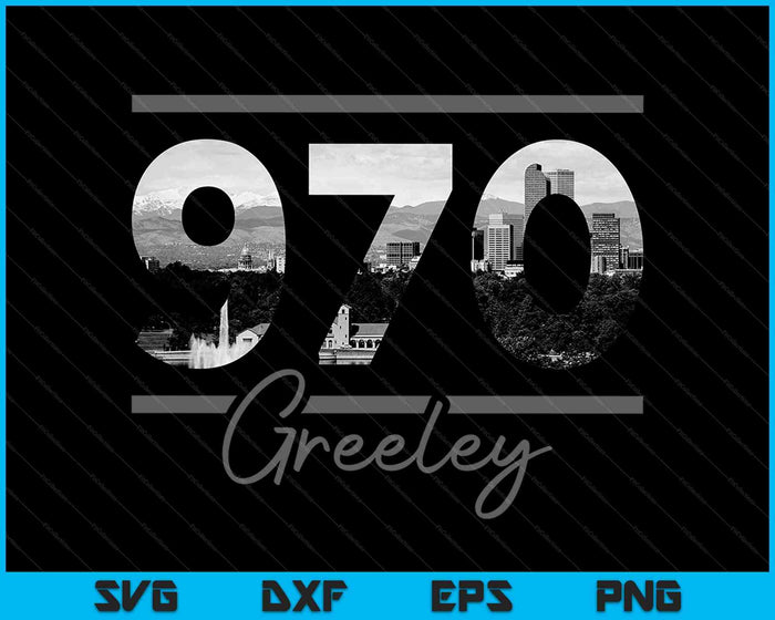 Greeley 970 Area Code Skyline Colorado Vintage SVG PNG Cutting Printable Files