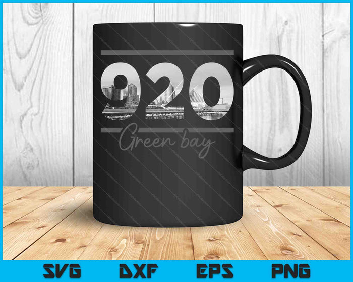 Green Bay 920 Netnummer Skyline Wisconsin Vintage SVG PNG Snijden afdrukbare bestanden