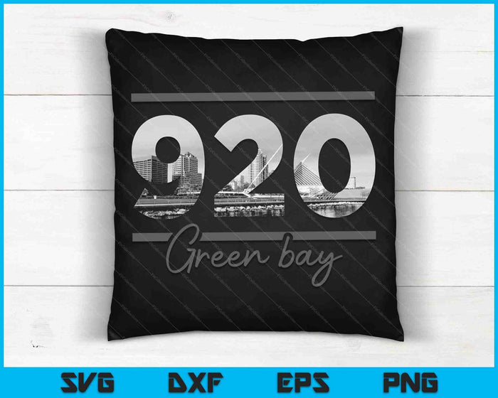 Green Bay 920 Netnummer Skyline Wisconsin Vintage SVG PNG Snijden afdrukbare bestanden