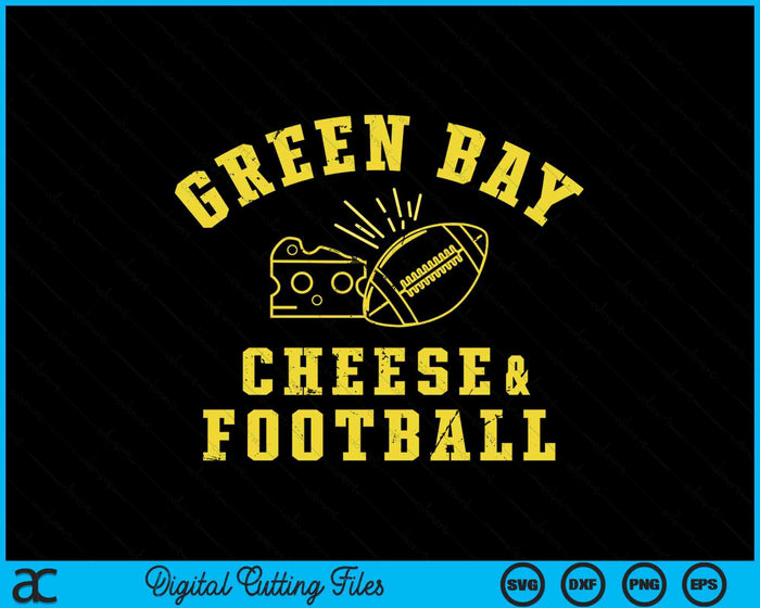 Green Bay Cheese & Football Distressed Gift SVG PNG Digital Printable Files