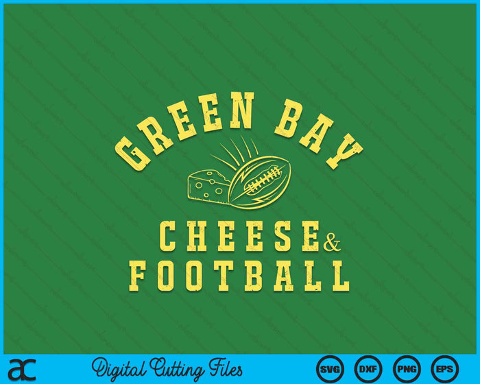 Green Bay Cheese & Football Distressed Gift SVG PNG Digital Cutting Files