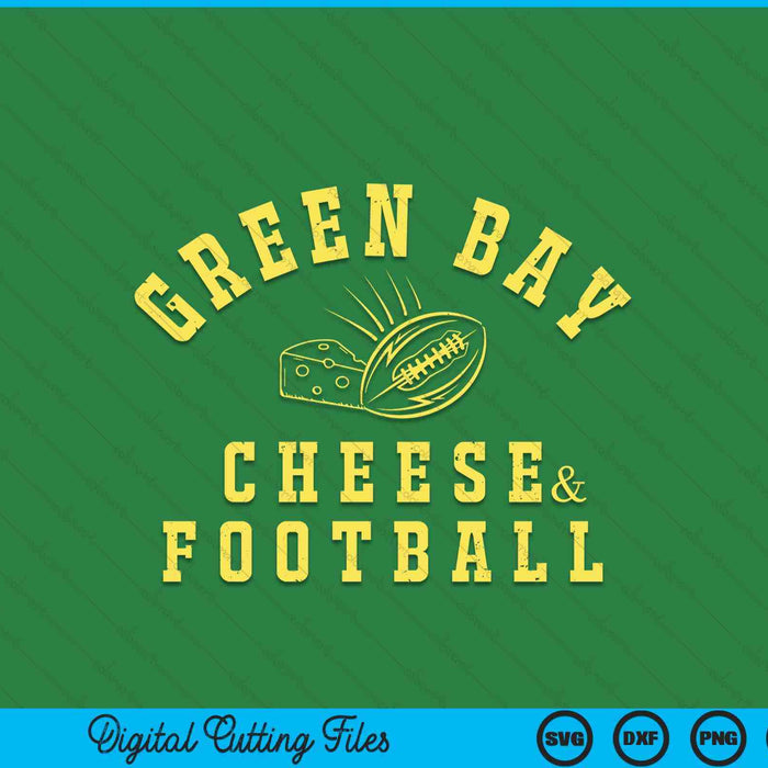 Green Bay Cheese & Football Distressed Gift SVG PNG Digital Cutting Files