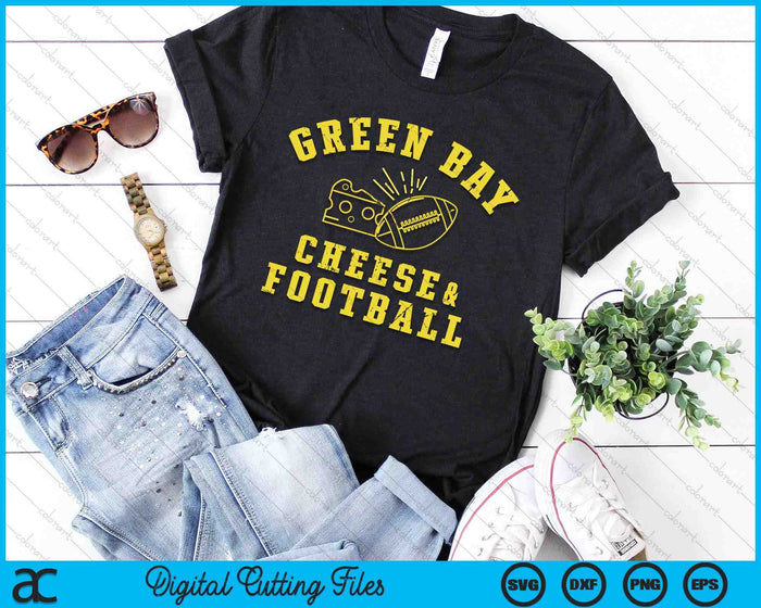 Green Bay Cheese & Football Distressed Gift SVG PNG Digital Printable Files