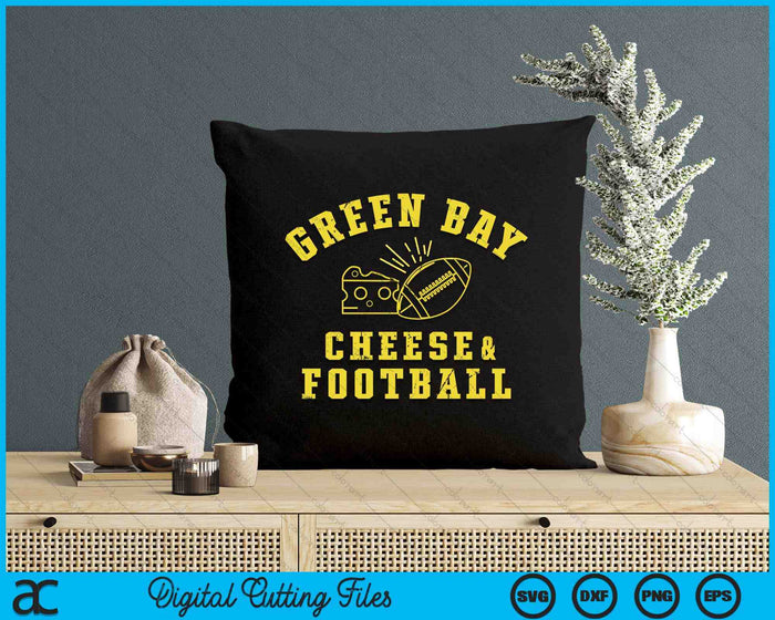 Green Bay Cheese & Football Distressed Gift SVG PNG Digital Printable Files