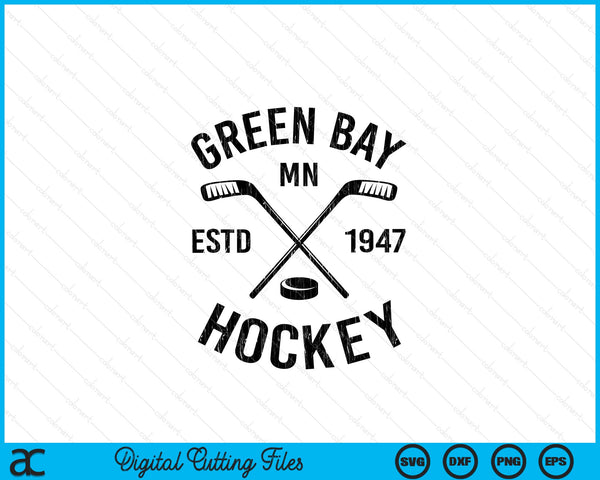 Green Bay Minnesota Ice Hockey Sticks Vintage Gift SVG PNG Digital Cutting Files