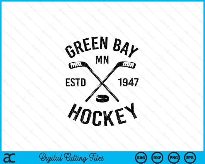 Green Bay Minnesota Ice Hockey Sticks Vintage Gift SVG PNG Digital Cutting Files