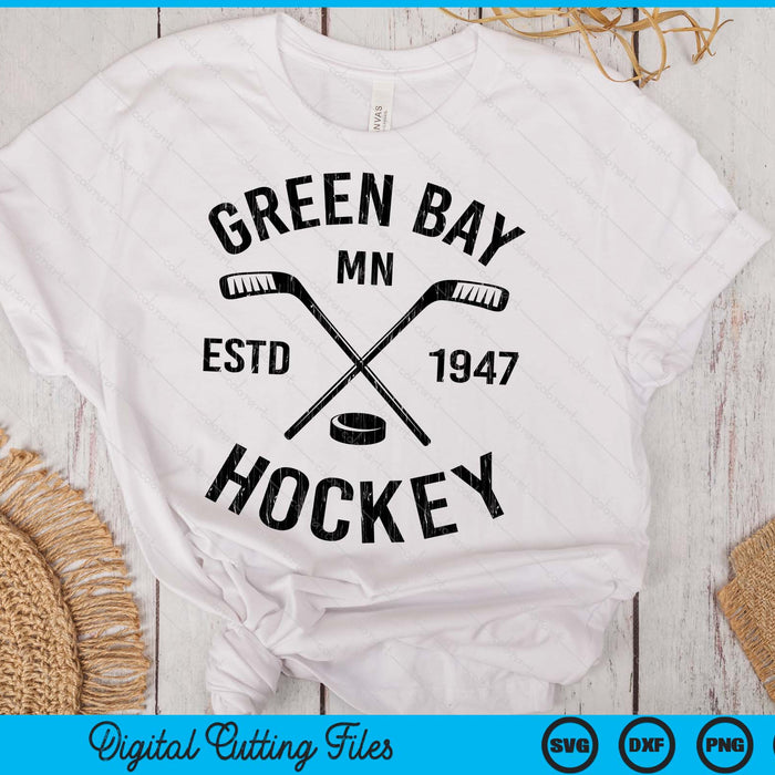 Green Bay Minnesota Ice Hockey Sticks Vintage Gift SVG PNG Digital Cutting Files