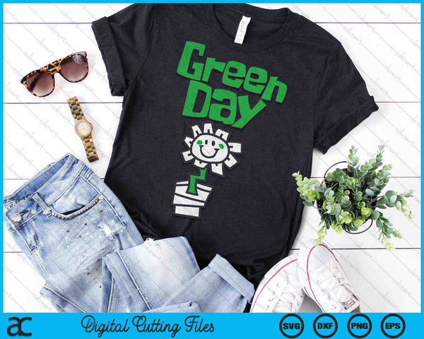 Maceta de flores de día verde SVG PNG Archivo de corte digital - on a t-shirt