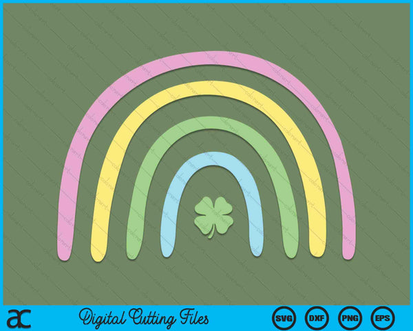 Green Four Leaf Clover Rainbow St Patrick's Day SVG PNG Digital Cutting Files