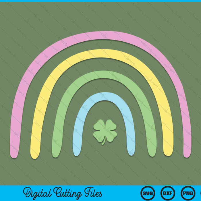 Green four leaf clover rainbow St Patrick's Day SVG cut file