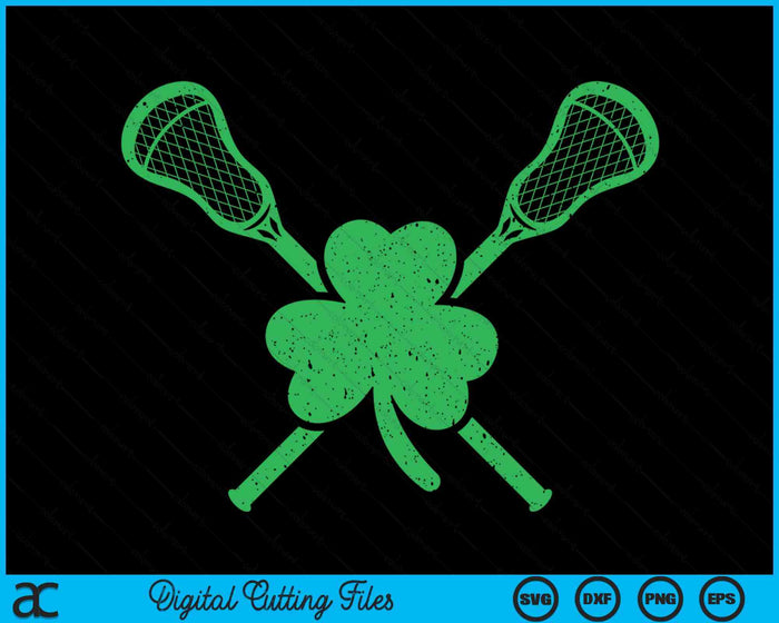 Green Shamrock Lacrosse Irish St. Patrick's Day Men Boys SVG PNG Digital Printable Files