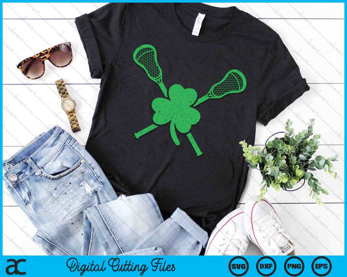 Green Shamrock Lacrosse Irish St. Patrick's Day Men Boys SVG PNG Digital Printable Files