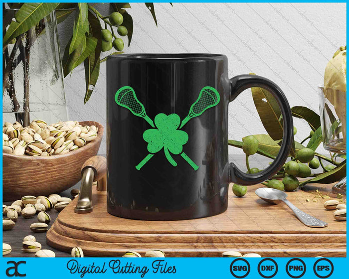 Green Shamrock Lacrosse Irish St. Patrick's Day Men Boys SVG PNG Digital Printable Files