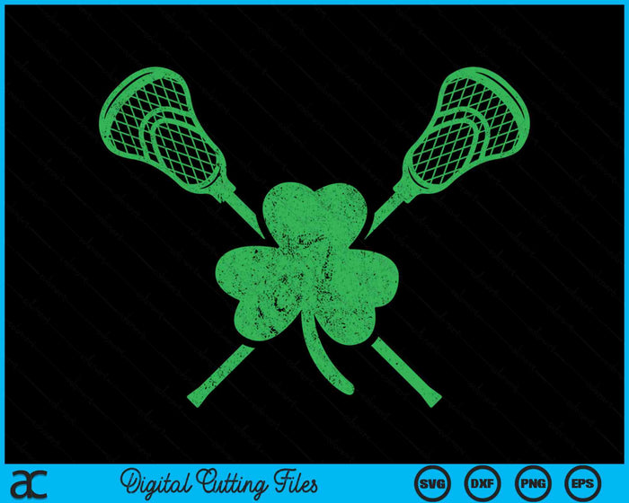 Green Shamrock Lacrosse Irish St Patrick's Day SVG PNG Digital Printable Files