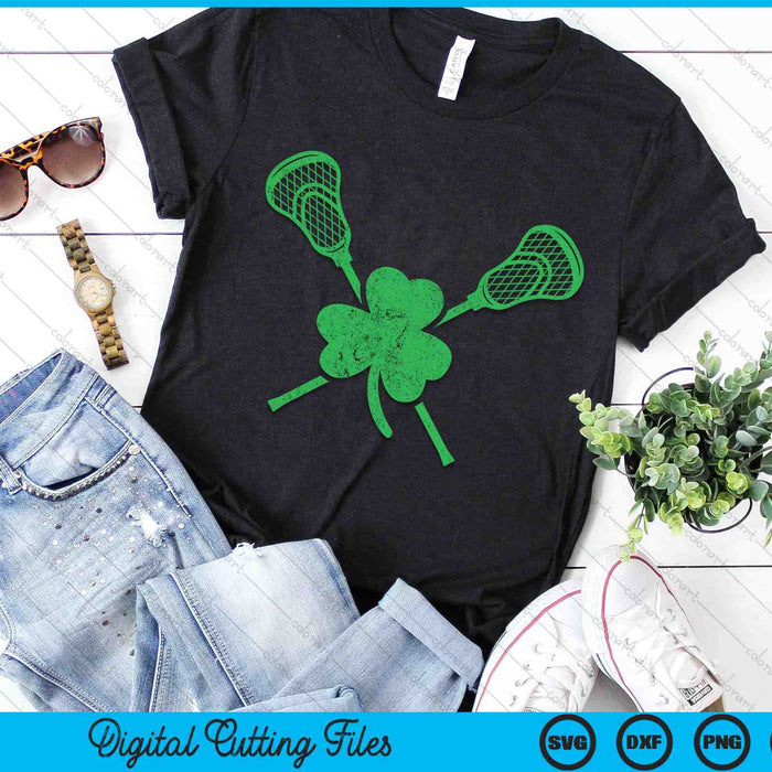 Green Shamrock Lacrosse Irish St Patrick's Day SVG PNG Digital Printable Files