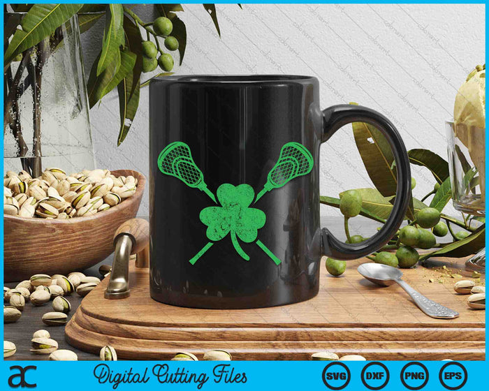 Green Shamrock Lacrosse Irish St Patrick's Day SVG PNG Digital Printable Files