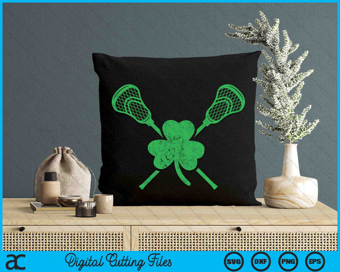 Green Shamrock Lacrosse Irish St Patrick's Day SVG PNG Digital Printable Files