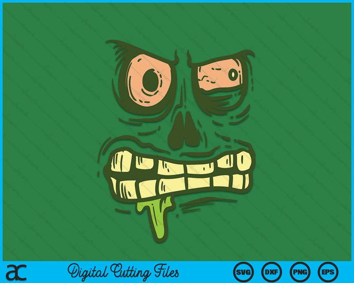 Green Zombie Monster Face Scary Spooky Halloween SVG PNG Digital Printable Files