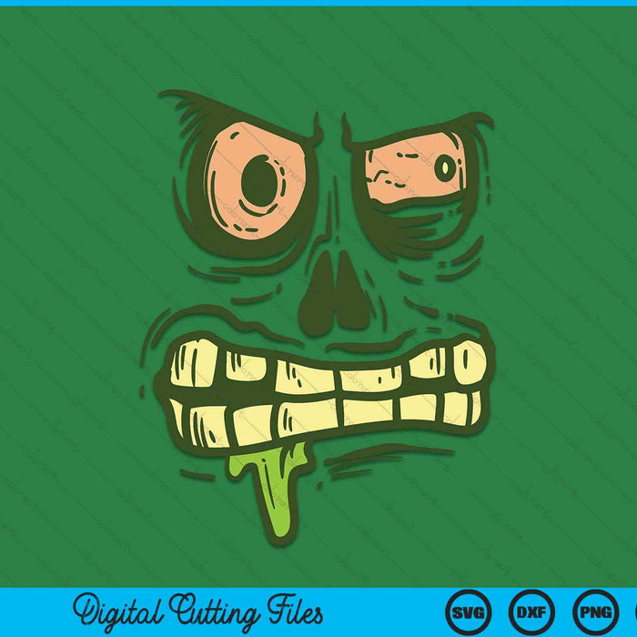 Green Zombie Monster Face Scary Spooky Halloween SVG PNG Digital Printable Files