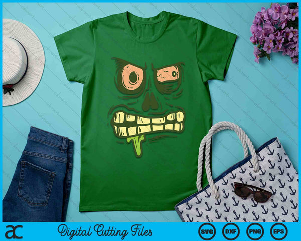 Green Zombie Monster Face Scary Spooky Halloween SVG PNG Digital Printable Files