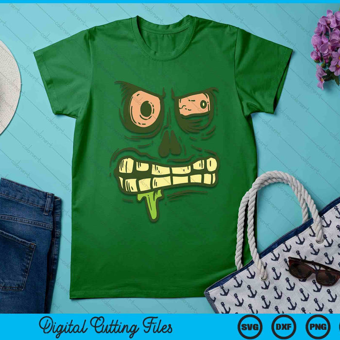Green Zombie Monster Face Scary Spooky Halloween SVG PNG Digital Printable Files