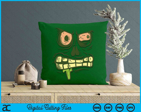 Green Zombie Monster Face Scary Spooky Halloween SVG PNG Digital Printable Files