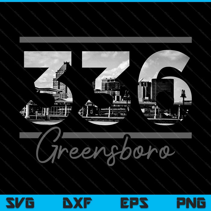 Greensboro 336 Area Code Skyline North Carolina Vintage SVG PNG Cutting Printable Files