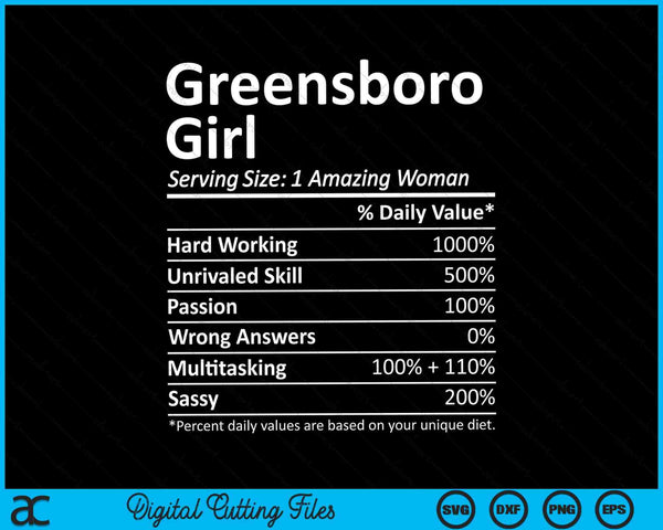 Greensboro Girl NC Carolina del Norte Funny City Home Roots SVG PNG Archivos de corte digital