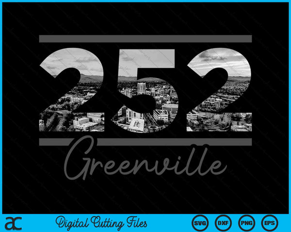 Greenville 252 Netnummer Skyline North Carolina Vintage SVG PNG digitale snijbestanden