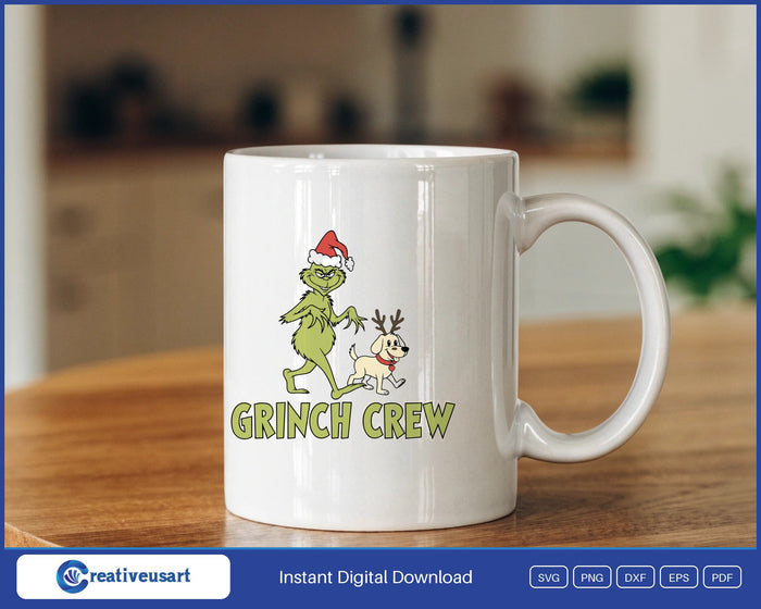 Christmas Crew Retro Cartoon Matching Family SVG design on a white coffee mug