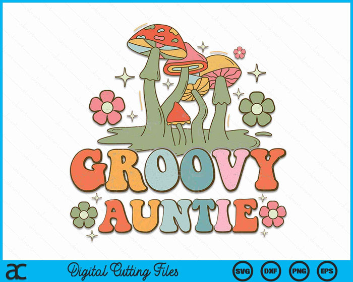 Groovy tante jaren '70 esthetische nostalgie jaren 1970 hippie tante retro SVG PNG digitale snijbestanden