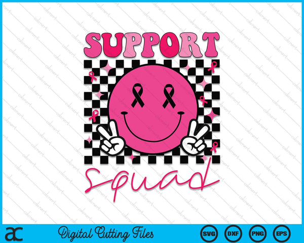 Groovy breast cancer awareness support squad SVG cut file