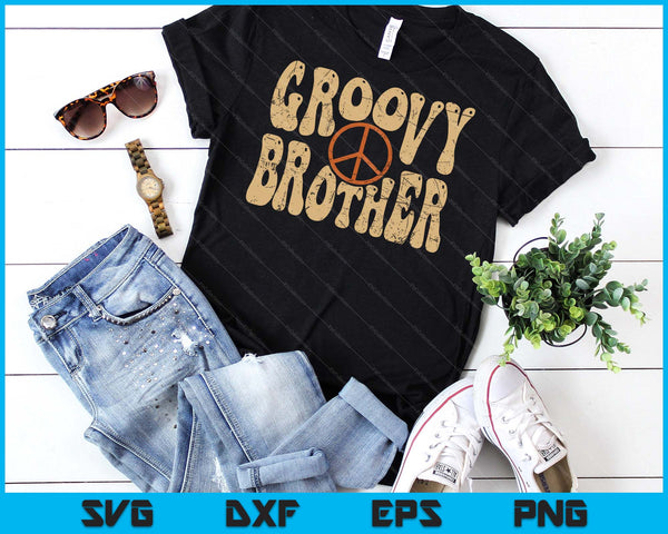 Groovy Brother 70s esthetische nostalgie jaren 1970 Retro SVG PNG digitale afdrukbare bestanden