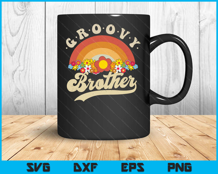 Groovy Brother Retro Rainbow Colorful Flowers Design SVG PNG Digital Printable Files