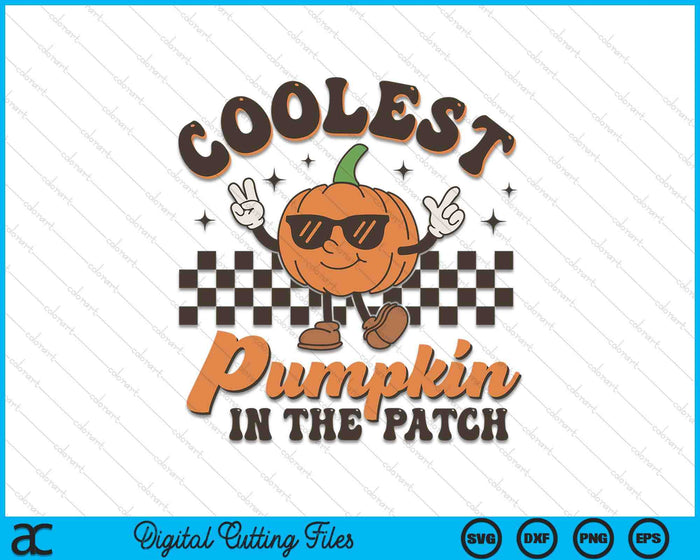 Groovy Coolest Pumpkin In The Patch Halloween For Boys Kids SVG PNG Digital Cutting Files