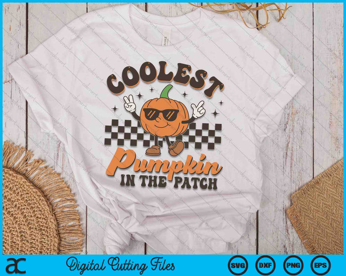 Groovy Coolest Pumpkin In The Patch Halloween For Boys Kids SVG PNG Digital Cutting Files