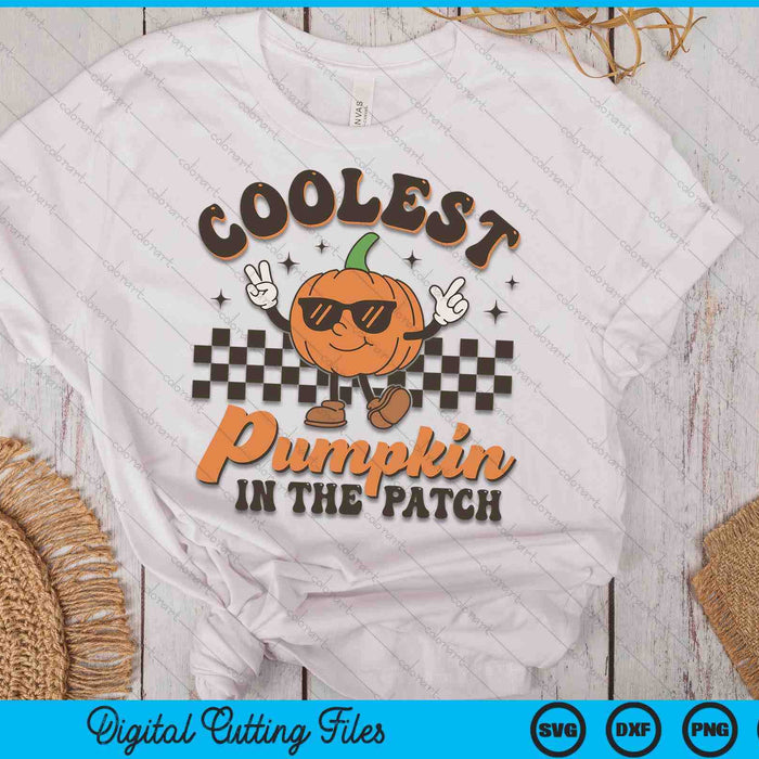 Groovy Coolest Pumpkin In The Patch Halloween For Boys Kids SVG PNG Digital Cutting Files