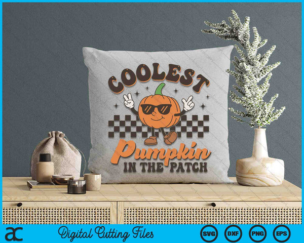 Groovy Coolest Pumpkin In The Patch Halloween For Boys Kids SVG PNG Digital Cutting Files