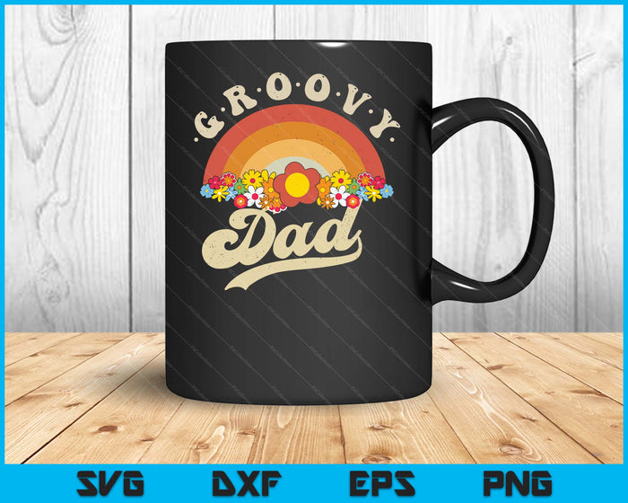 Groovy Dad Retro Rainbow Colorful Flowers Design SVG PNG Digital Printable Files
