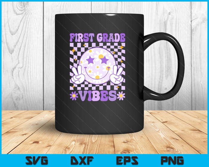 Groovy First Grade Vibes Back to School 1st Grade Teacher SVG PNG Digital Printable Files